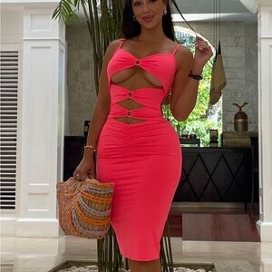 Women's Pink Cut-Out Dress